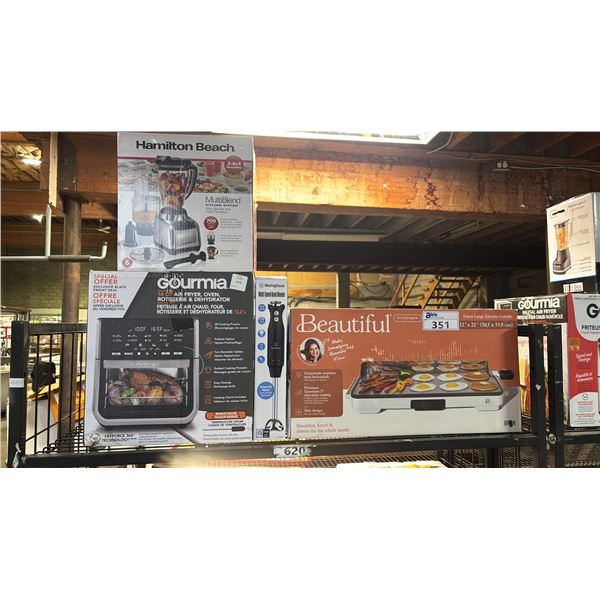 EXTRA LARGE ELECTRIC GRIDDLE, HAND BLENDER, BLENDER & AIR FRYER/OVEN/ROTISSERIE/DEHYDRATOR