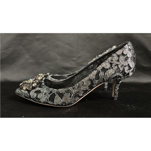 GENUINE DOLCE & GABANNA LACE PUMPS WITH CRYSTAL EMBELLISHMENTS  - LADIES SIZE 38.5