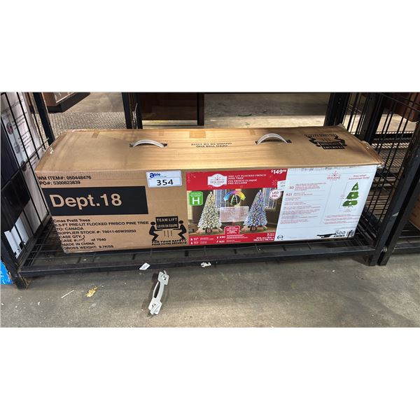 HOLIDAY TIME 6.5' PRE LIT FLOCKED FRISCO PINE TREE