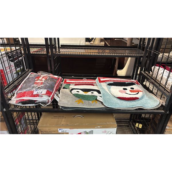 SANTA SUIT ( ONE SIZE FITS MOST ) & TWO CHRISTMAS BATHROOM SETS