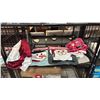 Image 1 : SHELF OF ASSORTED CHRISTMAS TREE SKIRTS, TWO CHRISTMAS BATHROOMS SETS & FLEECE BLANKET