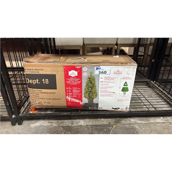 HOLIDAY TIME 4' PRE LIT CASHMERE BERRY PORCH TREE