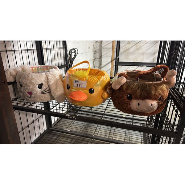 THREE JUMBO ANIMAL BASKETS