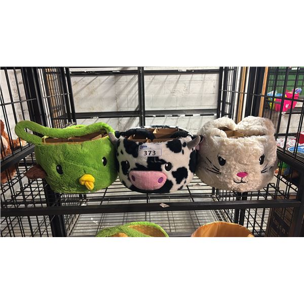 THREE JUMBO ANIMAL BASKETS
