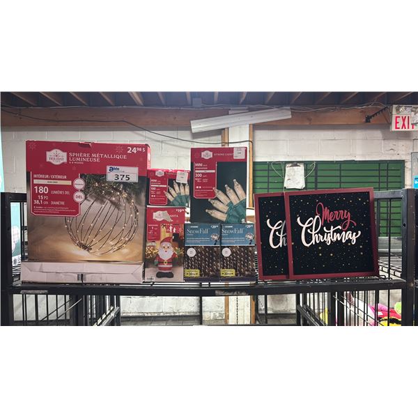 CHRISTMAS LIGHTS, INFLATABLE SANTA & ASSORTED CHRISTMAS DECORATIONS