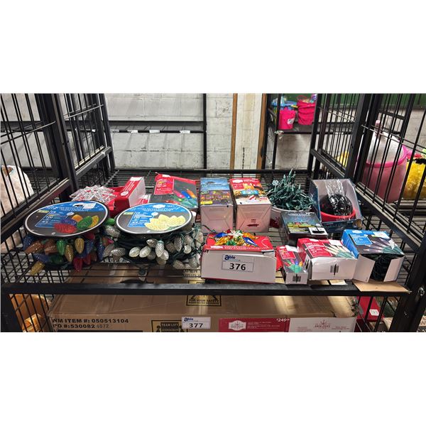 ASSORTED CHRISTMAS LIGHTS & TREE TOPPERS