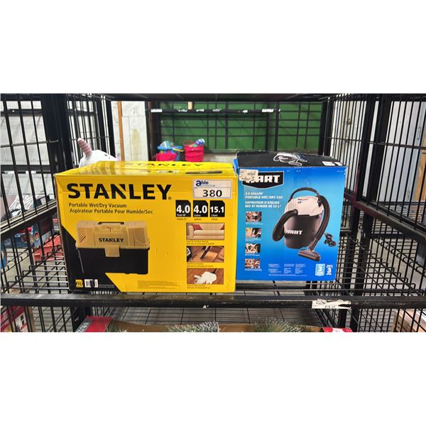 STANLEY 4 GALLON PORTABLE WET/DRY VACUUM & A HART 2.5 GALLON PORTABLE WET/DRY VACUUM