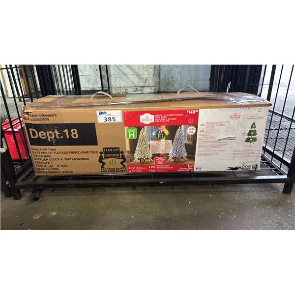 HOLIDAY TIME 6.5' PRE LIT FLOCKED FRISCO PINE TREE