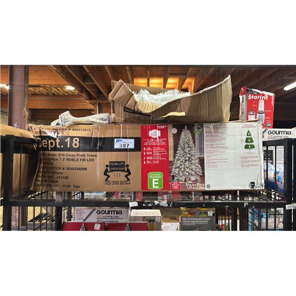 HOLIDAY TIME 7.5' PRE LIT NOBLE FIR LED & A HOLIDAY TIME 4' PRE LIT CONCORD PINE TREE