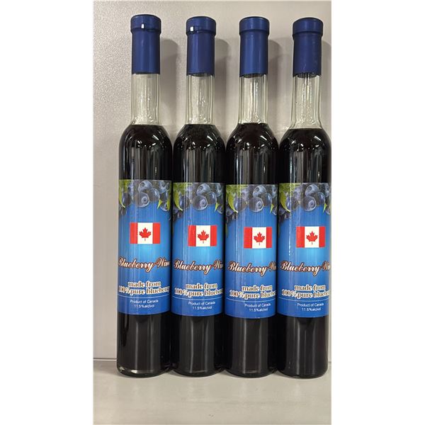 4 BOTTLES OF BLUEBERRY WINE - SEALED BOTTLES