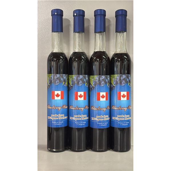 4 BOTTLES OF BLUEBERRY WINE - SEALED BOTTLES