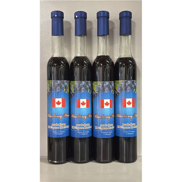 4 BOTTLES OF BLUEBERRY WINE - SEALED BOTTLES
