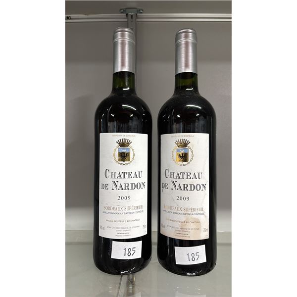 2 X 750 ML BOTTLES OF CHATEAU DE NARDON 2009 BORDEAUX SUPERIEUR - SEALED BOTTLES