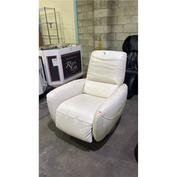 NATUZZI WHITE LEATHER SWIVEL RECLINER
