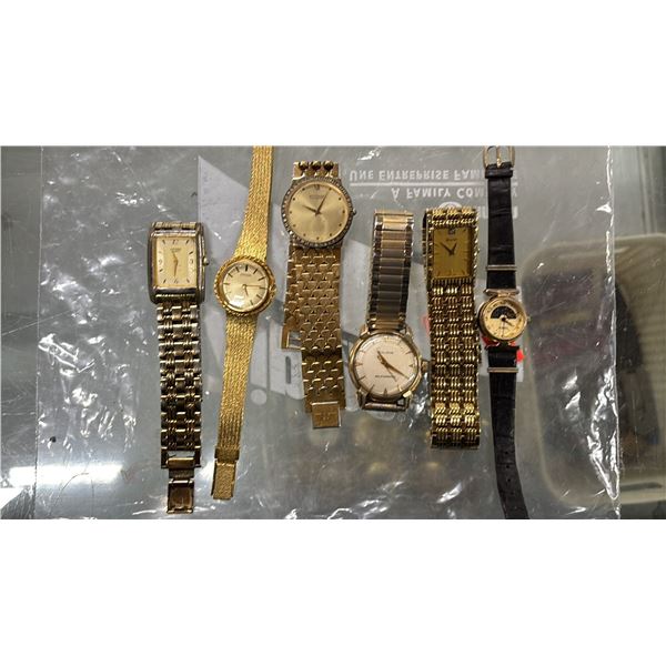 6 ASSORTED WATCHES: CITIZEN, WITTNAUER, BULOVA & FOSSIL