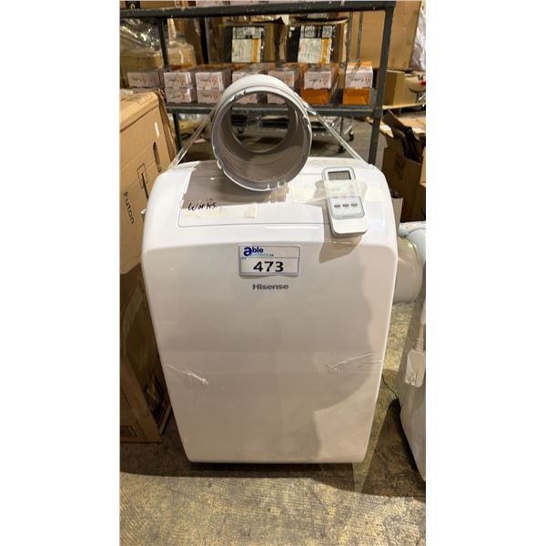 HISENSE PORTABLE AIR CONDITIONER WITH REMOTE, HOSE & WINDOW ATTACHMENT