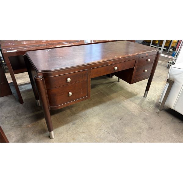 DARK WOODEN 5 DRAWER DESK