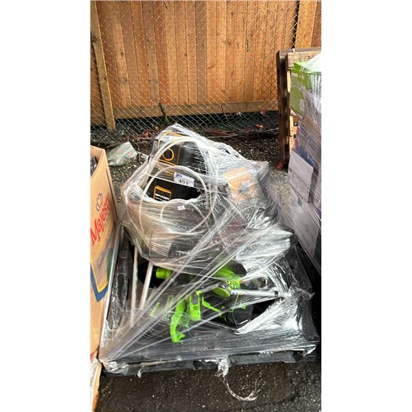 PALLET OF PRESSURE WASHERS & GRASS TRIMMERS *WORKING CONDITION UNKNOWN/MAY BE MISSING PARTS OR
