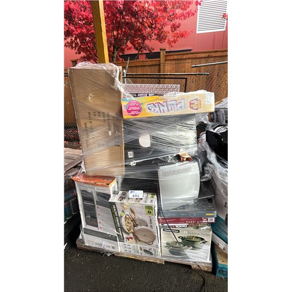 PALLET OF HOME HOME GOODS: COOKWARE, GAMES, LIGHT FIXTURES, ESPRESSO MAKER & MORE