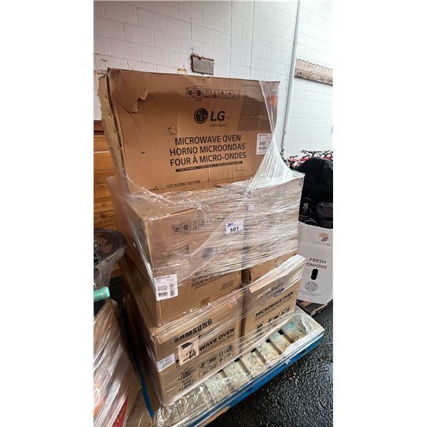 PALLET OF LG & SAMSUNG MICROWAVE OVENS *WORKING CONDITION UNKNOWN/MAY BE MISSING PARTS AND OR
