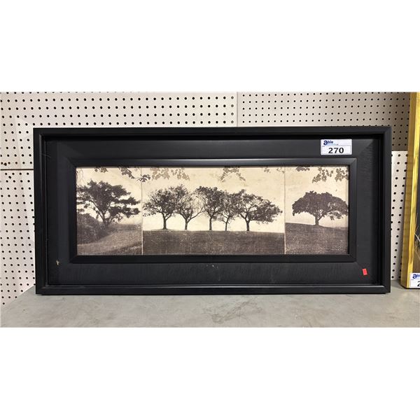 FRAMED PRINT OF TREE SCENERY - 21" X 45"