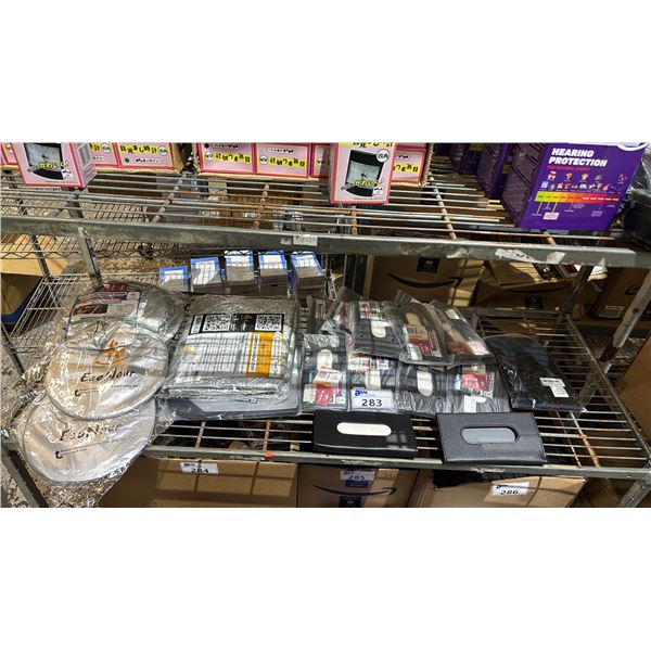SHELF OF VEHICLE WINDOW SHADES, WINDOW SNOW SHIELDS, VISOR TISSUE DISPENSERS & MORE