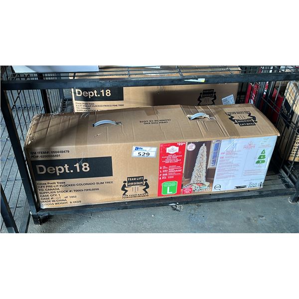 7' PRE-LIT FLOCKED COLORADO SLIM TREE