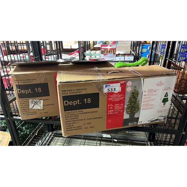 (2) PRE-LIT CASHMERE BERRY PORCH TREES