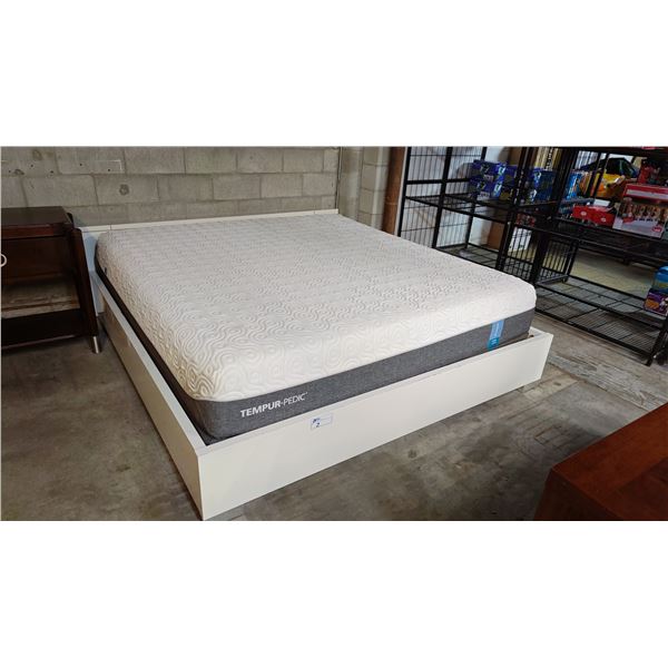 WHITE KING SIZE BED FRAME WITH MATTRESS AND BOX SPRING