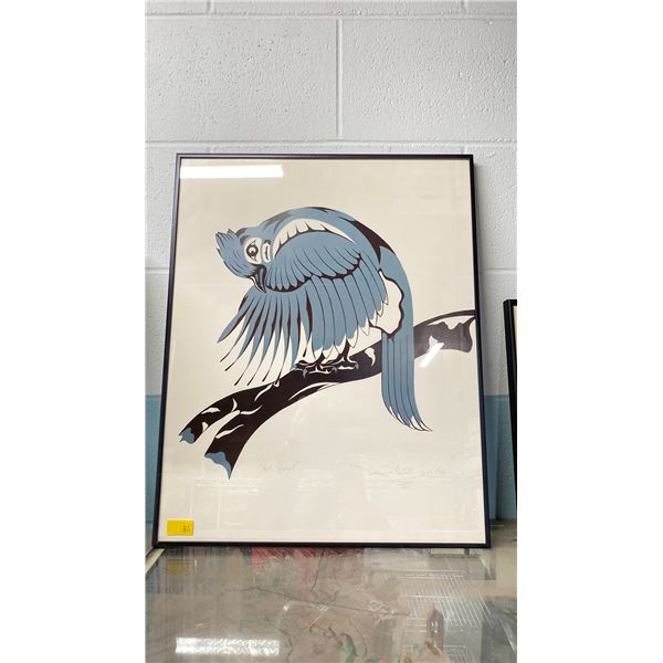 WEST COAST FIRST NATION L.E.P "STELLER'S JAY" FRAMED PRINT (SIGNED & NUMBERED)
