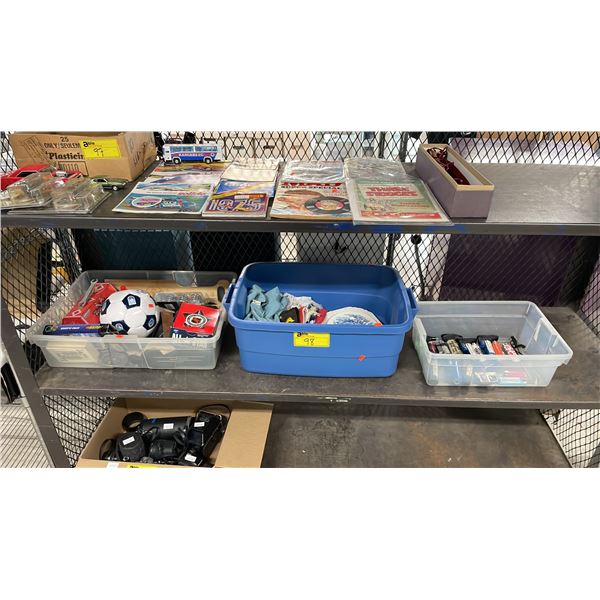 (3) TOTES OF FLAGS, GLASSWARE, HOUSEHOLD GOODS & LIGHTERS: TOTES INCLUDED