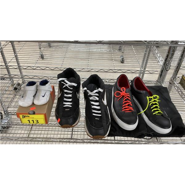 GIVENCHY MEN'S SIZE 48 LEATHER SHOES, NIKE MEN'S SIZE 48.5 RUNNERS & NIKE BABY FIT SHOES