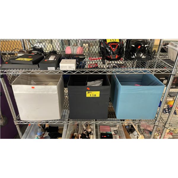 (3) BINS OF ASSORTED MAKEUP, SKIN CARE MASKS & FALSE EYELASHES