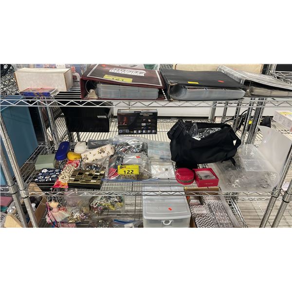 SHELF OF ASSORTED FASHION JEWELRY & HAIR ACCESSORIES
