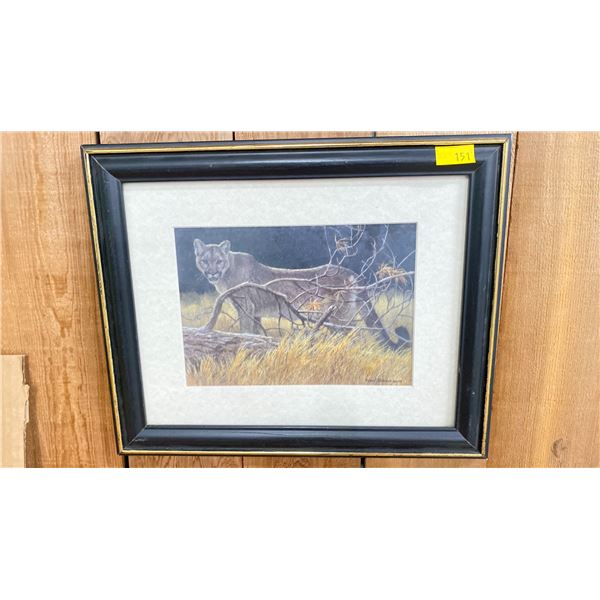 ROBERT BATEMAN "COUGAR AT KIKOMUN"  PRINT - APPROX. 16 1/2" X 13 3/4" FRAMED