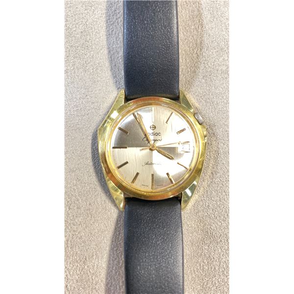 VINTAGE ZODIAC OLYMPOS AUTOMATIC SWISS MADE MENS WRISTWATCH - KEEPS GOOD TIME *DATE NOT WORKING*