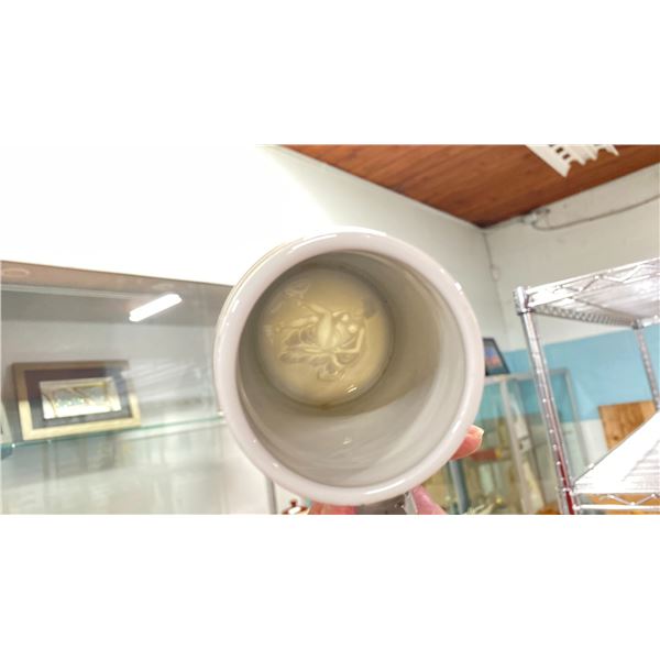 REGIMENTAL PORCELAIN BEER STEIN WITH DANCING GIRL LITHOPHANE BOTTOM - MADE IN GERMANY