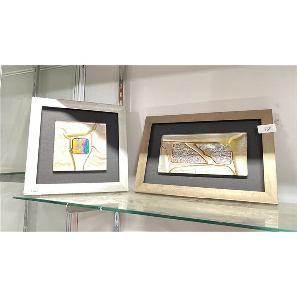 2 FUSED GLASS/METAL FRAMED ART PIECES - BOTH ARE SIGNED BY ARTIST