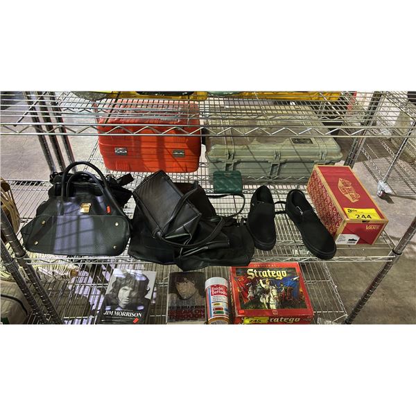 VANS SIZE 8.5 & ASSORTED BLACK PURSES/BAGS