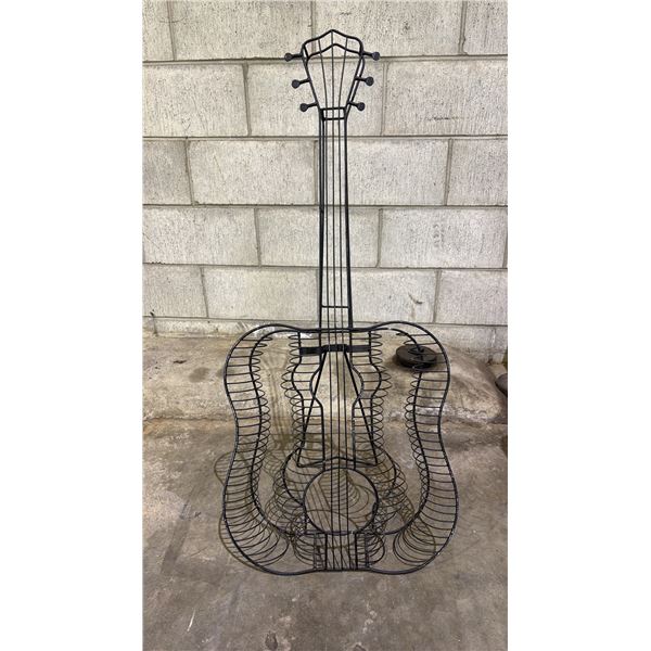 BLACK METAL DECORATIVE GUITAR WITH EASEL STAND