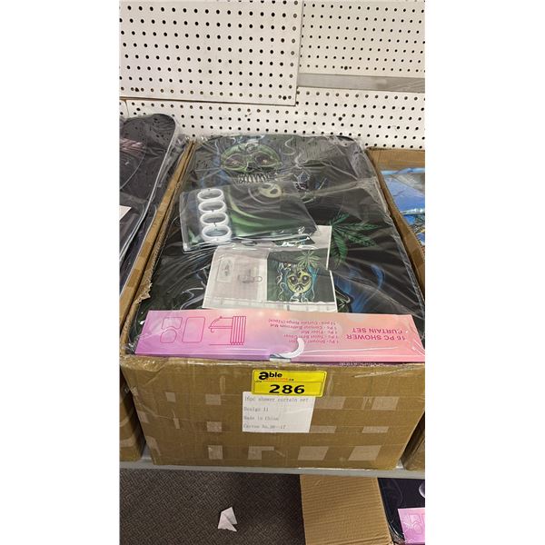 CASE OF SHOWER CURTAIN SETS - SHOWER CURTAIN, TOILET SEAT COVER, FLOOR MAT, COUNTER BATHROOM MAT &