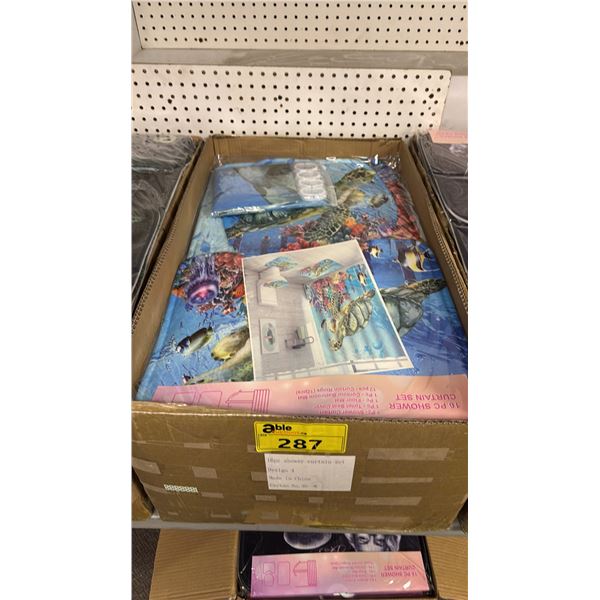 CASE OF SHOWER CURTAIN SETS - SHOWER CURTAIN, TOILET SEAT COVER, FLOOR MAT, COUNTER BATHROOM MAT &