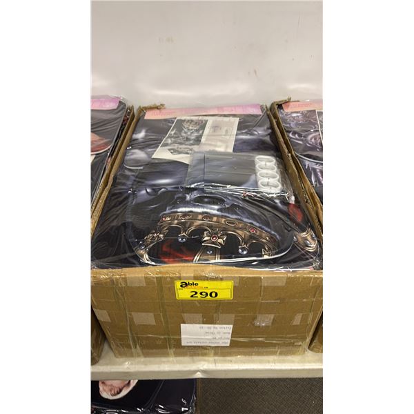 CASE OF SHOWER CURTAIN SETS - SHOWER CURTAIN, TOILET SEAT COVER, FLOOR MAT, COUNTER BATHROOM MAT &