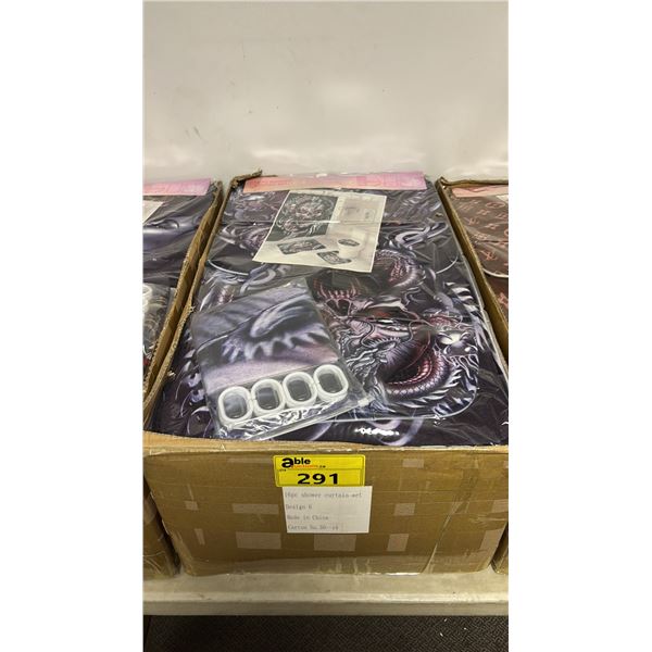 CASE OF SHOWER CURTAIN SETS - SHOWER CURTAIN, TOILET SEAT COVER, FLOOR MAT, COUNTER BATHROOM MAT &