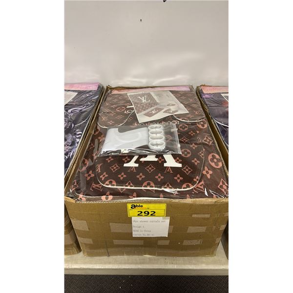 CASE OF SHOWER CURTAIN SETS - SHOWER CURTAIN, TOILET SEAT COVER, FLOOR MAT, COUNTER BATHROOM MAT &