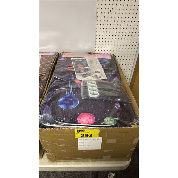 CASE OF SHOWER CURTAIN SETS - SHOWER CURTAIN, TOILET SEAT COVER, FLOOR MAT, COUNTER BATHROOM MAT &