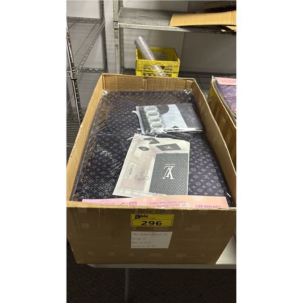 CASE OF SHOWER CURTAIN SETS - SHOWER CURTAIN, TOILET SEAT COVER, FLOOR MAT, COUNTER BATHROOM MAT &