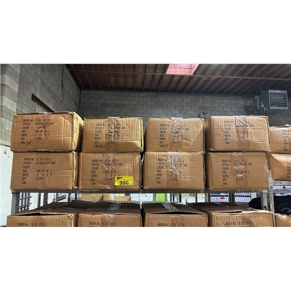 SHELF OF EXTRA EXTRA SMALL, EXTRA SMALL, MEDIUM & LARGE T SHIRTS IN ASSORTED COLORS