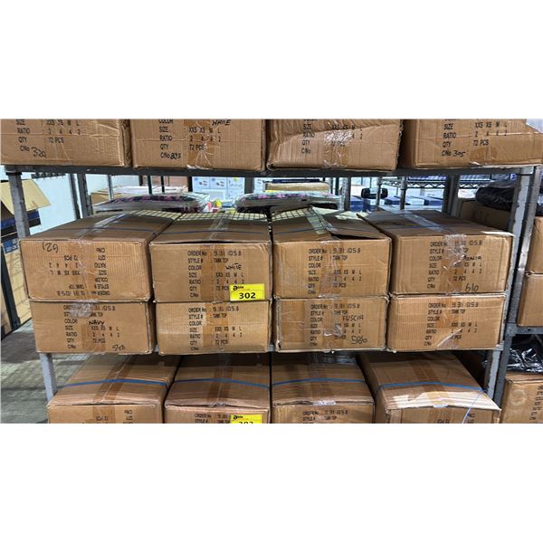 SHELF OF EXTRA EXTRA SMALL, EXTRA SMALL, MEDIUM & LARGE TANK TOPS IN ASSORTED COLORS