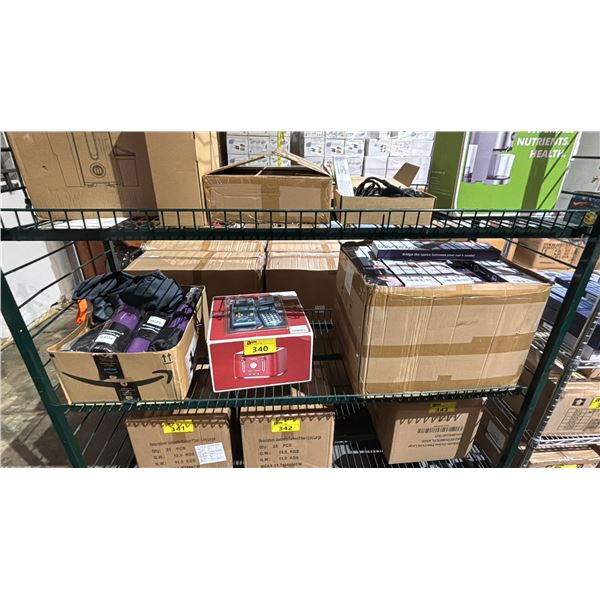 LONGDEEM TOASTER, BOX OF CAR SEAT GAP FILLERS & CASE OF CAMPING TOWELS